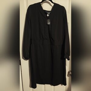 NWT Ashley Stewart Shift Dress Sheer Sleeves Black Women's 22/24